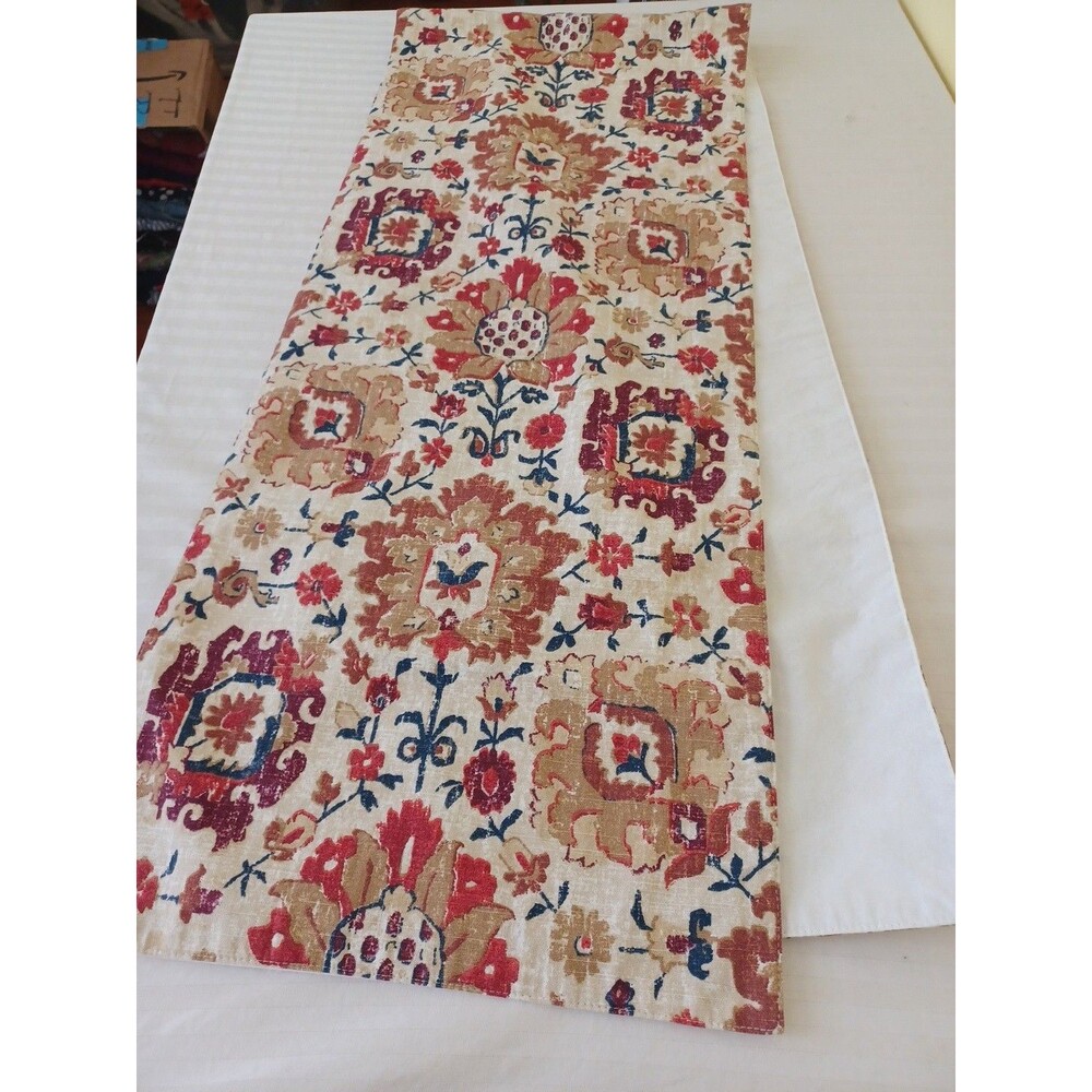 Threshold autumn table runner 14x69" cotton traditional dining burgundy gold